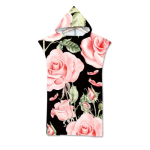 Poncho Surf Microfibres Fleurs avec capuche