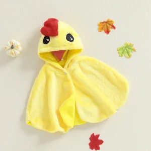 Poncho Cape Bébé Poulet – Déguisement Halloween avec Capuche en Polaire