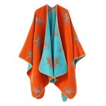 poncho chaud motif bariolé