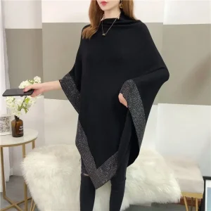 Poncho cape tricoté grande taille femme