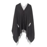 Poncho Femme Cachemire Uni Réversible bicolore
