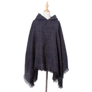 poncho femme chiné long