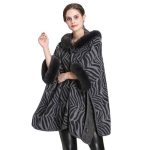 poncho d'hiver col fourrure