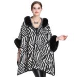 poncho chaud col fourrure