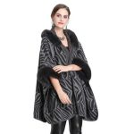 poncho femme col fourrure élégant