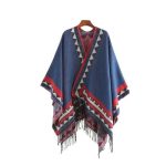 Poncho femme ethnique à frange