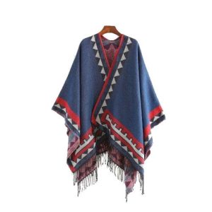Poncho femme ethnique à frange