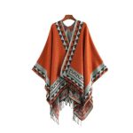 Poncho Store à frange pour femme