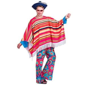 poncho mexicain frange homme