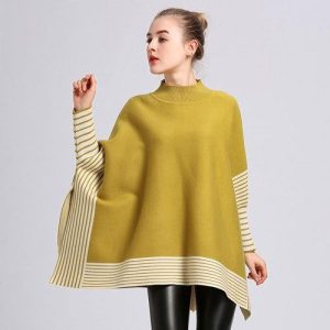 Poncho Femme Cachemire Rayures