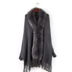 pull poncho coton fourrure