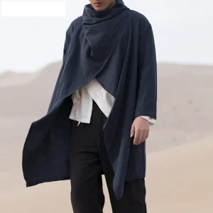 Poncho léger homme à col écharpe