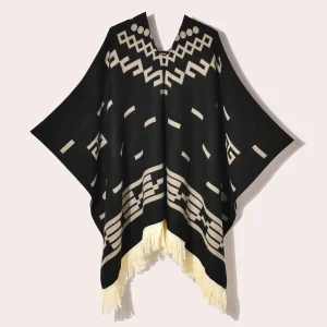Traveling Women's Poncho Shawl Ethnic Style Tassels Hoodie Cloak Winter Warm Jacquard Outdoor Decoration Men Big Cape Blanket