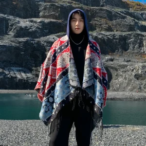 Poncho châle homme pour l’automne et l’hiver