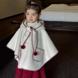 Poncho cape de Noël pour Fille à Capuche