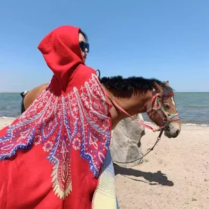Poncho Vintage à Imprimé pour Femme