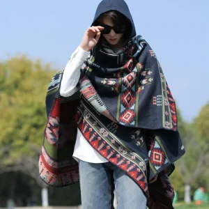 Poncho homme imitation cachemire