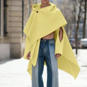 Poncho cape homme à capuche