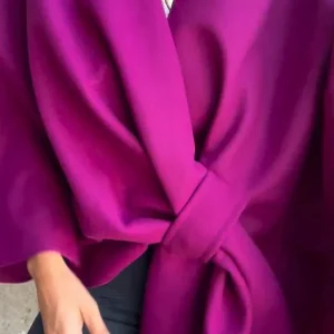 Poncho femme col V