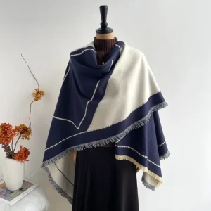Poncho femme effet cachemire