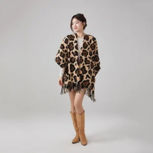 Poncho femme léopard style rétro chic
