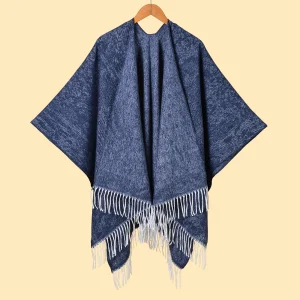 Poncho homme réversible uni